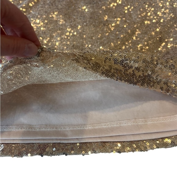 Lulus Light Up the Night Champagne Sequin short sleeve mini Dress size small - Picture 6 of 9